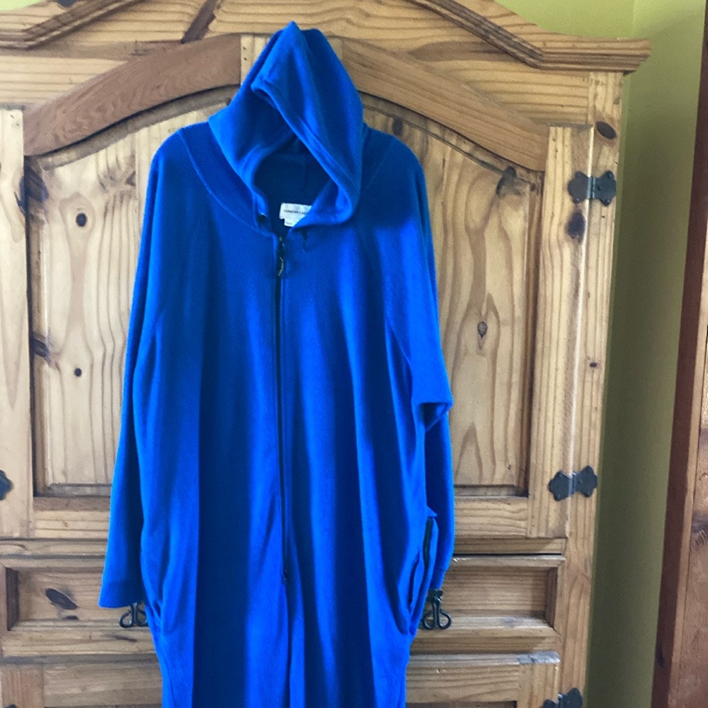 Men Forever Lazy blue one piece hooded pajamas size L/XL